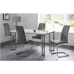 Positano Dining Table & 4 Calabria Cantilever Velvet Grey Chairs