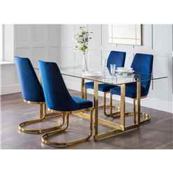 Minori Dining Table & 4 Vittoria Blue Dining Chairs