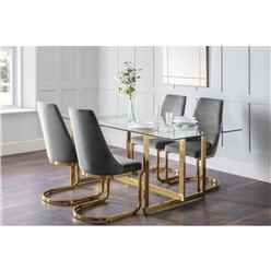 Minori Dining Table & 4 Vittoria Grey Dining Chairs