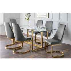 Minori Dining Table & 6 Vittoria Grey Dining Chairs
