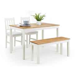 Coxmoor Ivory & Oak Dining Table, Bench & 2 Chairs