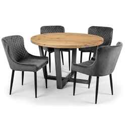 Brooklyn Round & Luxe Grey Dining Set