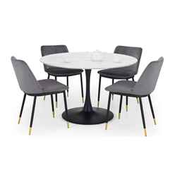 Holland Round Pedestal Table & 4 Delaunay Grey Chairs