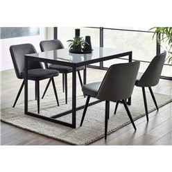 Chicago Dining Table & 4 Burgess Dining Chairs Grey