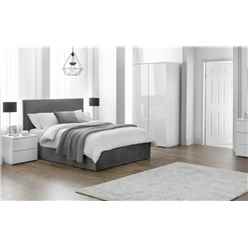 Premium Grey Linen Lift-Up Storage Bed - Double 4ft 6" (135cm)