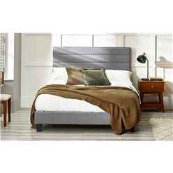 Premium Grey Linen Bed with a Horizontal Tufted Headboard - King 5ft (150cm)