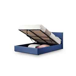 Premium Dark Blue Linen Lift-Up Storage Bed - Double 4ft 6" (135cm)