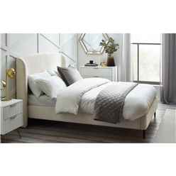 Elegant Ivory Boucle Bed with Black Legs - King 5ft (150cm)