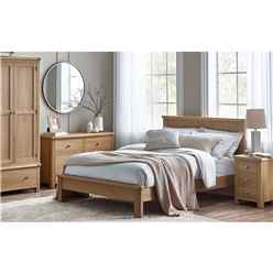 Premium Limed Oak Bed with Curved Edging - Double 4ft 6" (135cm)