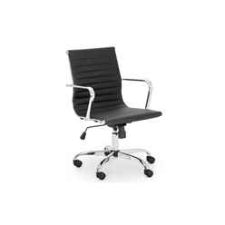Black Faux Leather Office Chair With Chrome Starbase