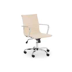 Ivory Faux Leather Office Chair With Chrome Starbase