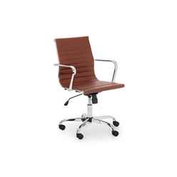 Brown Faux Leather Office Chair With Chrome Starbase