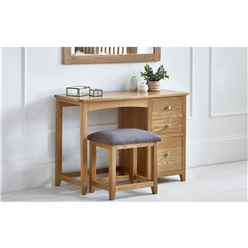 Solid Oak Single Pedestal Dressing Table and Stool Set - FSC Mix