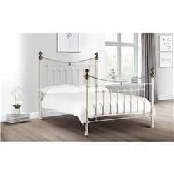 Victorian Style Stone White & Gold High End Bed Frame - Double 4ft 6" (135cm) 