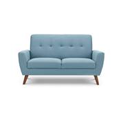 Blue Linen Fabric 2 Seater Sofa