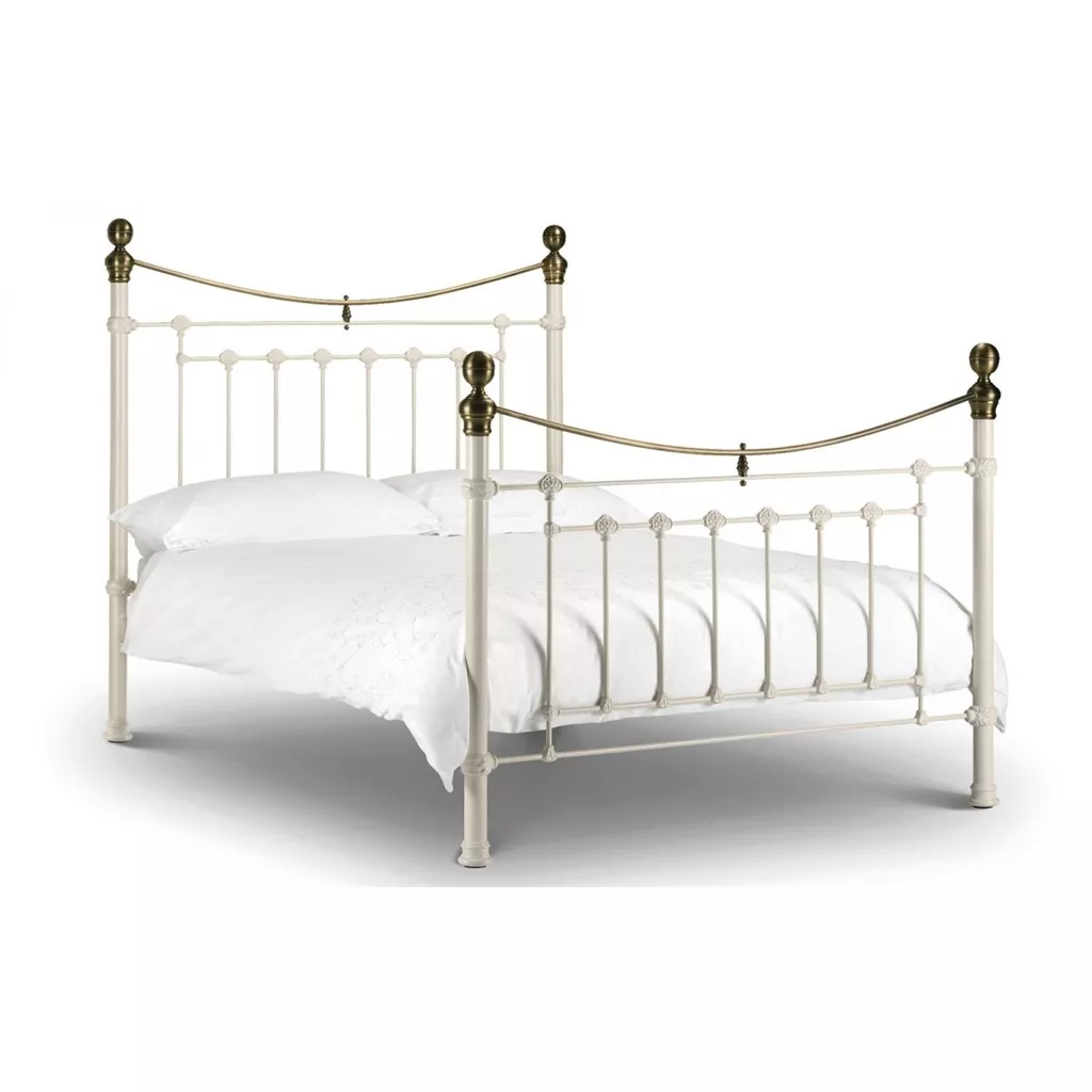 Victorian Style Stone White Gold High End Bed Frame King Size 5ft