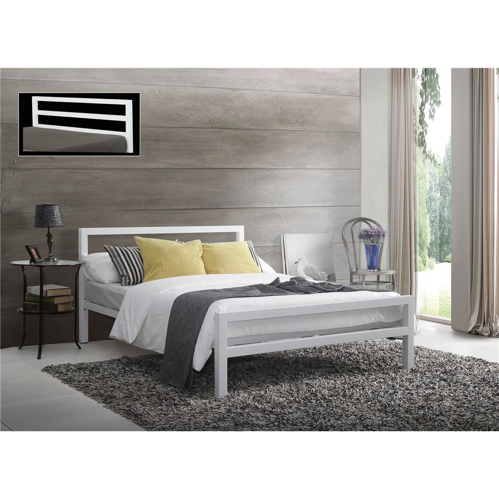 Square Tubular White Metal Bed Frame King Size 5ft Square Tubular White Metal Bed Frame, White Iron King Bed Frame