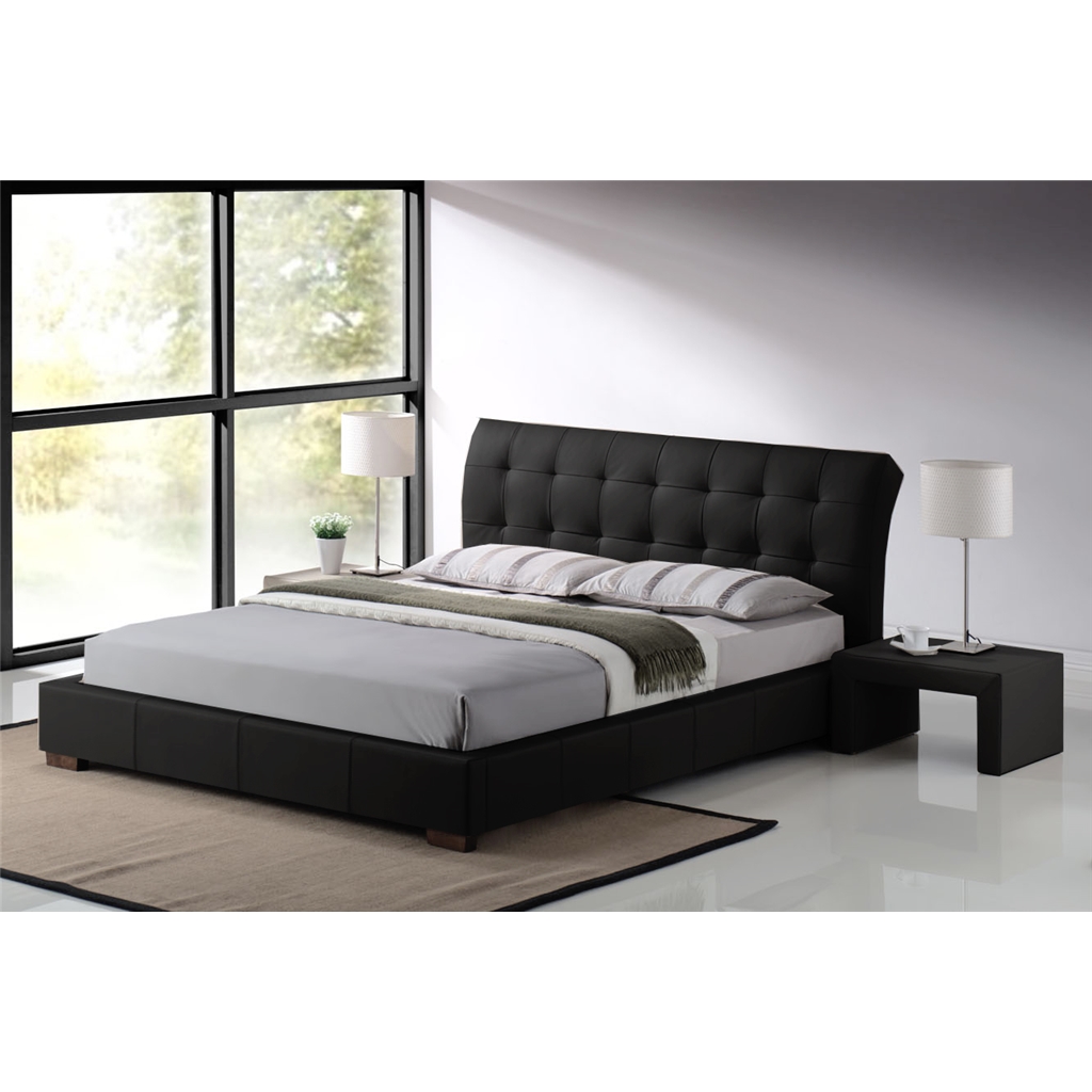 Black Modern Design Faux Leather Bed Frame Double 4ft 6"