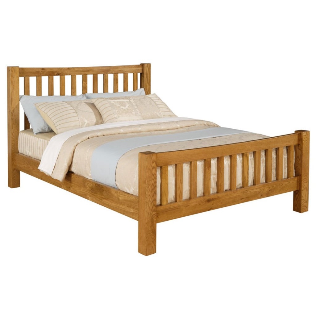 Solid Oak Double Bed Frame 4ft 6" Free Next Day Delivery*