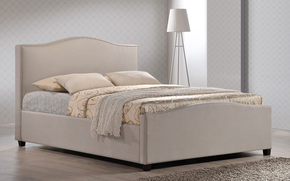 The Best Mattress >> Chrome Studded Sand Fabric Bed Frame - Double 4ft 6" - Free Next Day Delivery* The Best Mattress >> Chrome Studded Sand Fabric Bed Frame - Double 4ft 6" - Free Next Day Delivery*