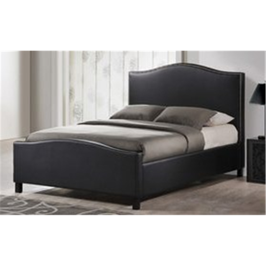 Chrome Studded Black Fabric Bed Frame Double 4ft 6" Free Next Day