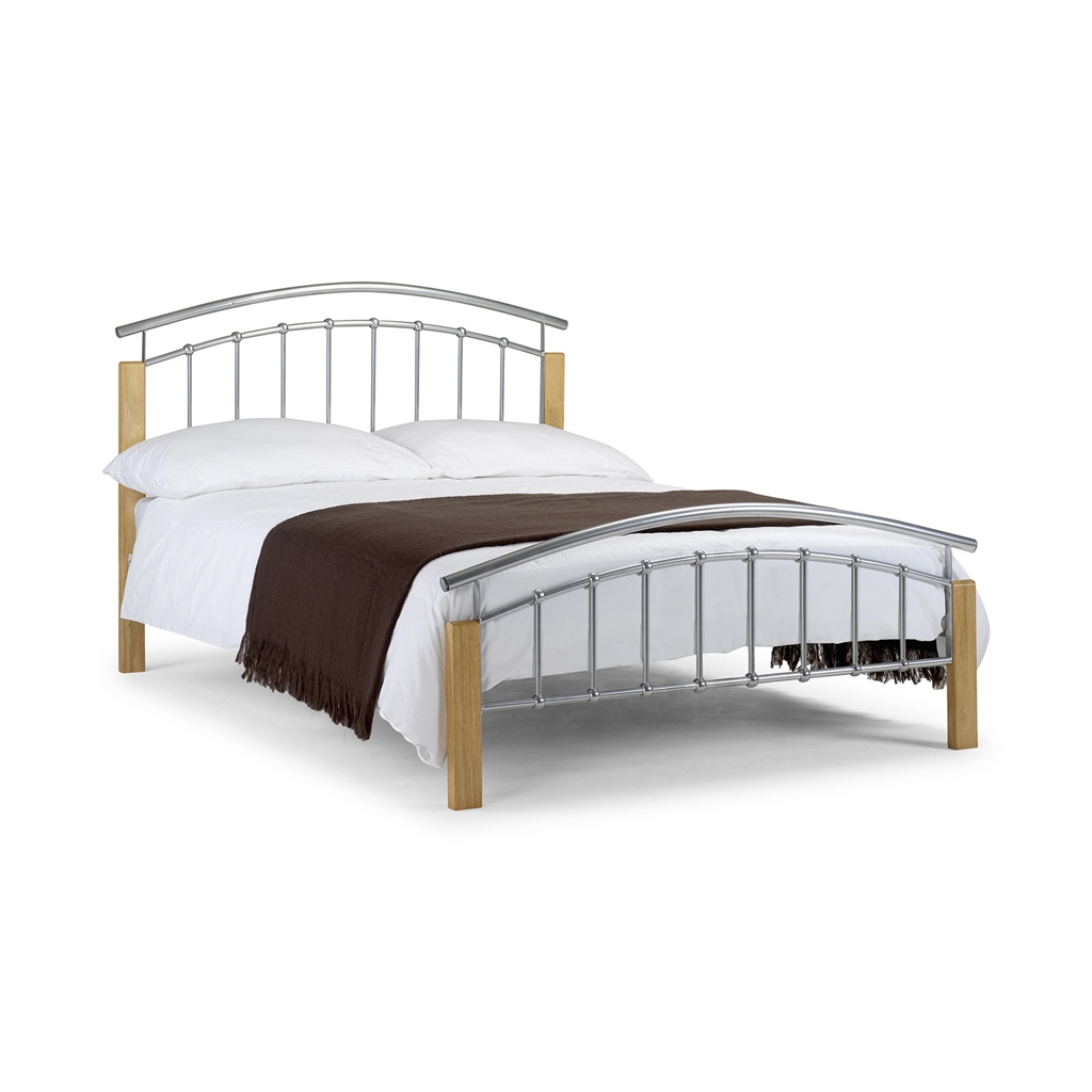 Curved Metal and Oak High End Bed Frame Double 4ft 6"
