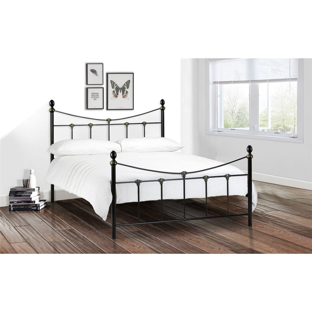 Black & Gold Metal Bed Frame Single 3ft