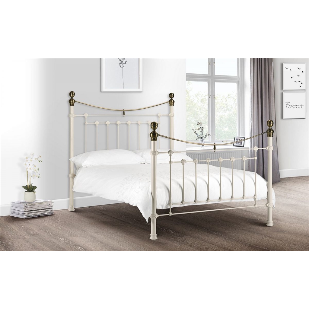 Victorian Style Stone White Gold High End Bed Frame King Size 5ft Ashfield Metal Beds Victorian Style Stone White Gold High End Bed Frame King Size 5ft 150cm Free Next Uk Delivery