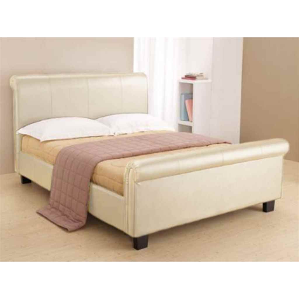 Cream Faux Leather Bed Frame Single 3ft Free Next Day Delivery