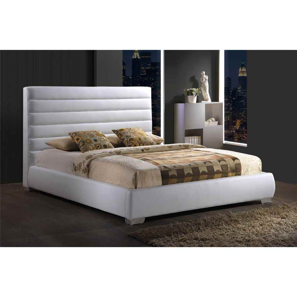 White Padded Headboard Faux Leather Bed Frame King Size 5ft Time Living Exclusive White Padded Headboard Faux Leather Bed Frame King Size 5ft Free Next Day Delivery