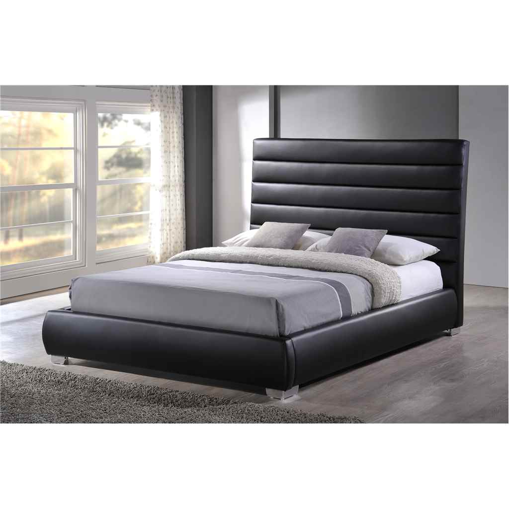 Black Padded Headboard Faux Leather Bed Frame King Size 5ft Move