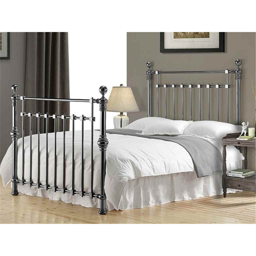 Black Nickel Squared Metal Bed Frame Double 4ft 6" Free Next Day