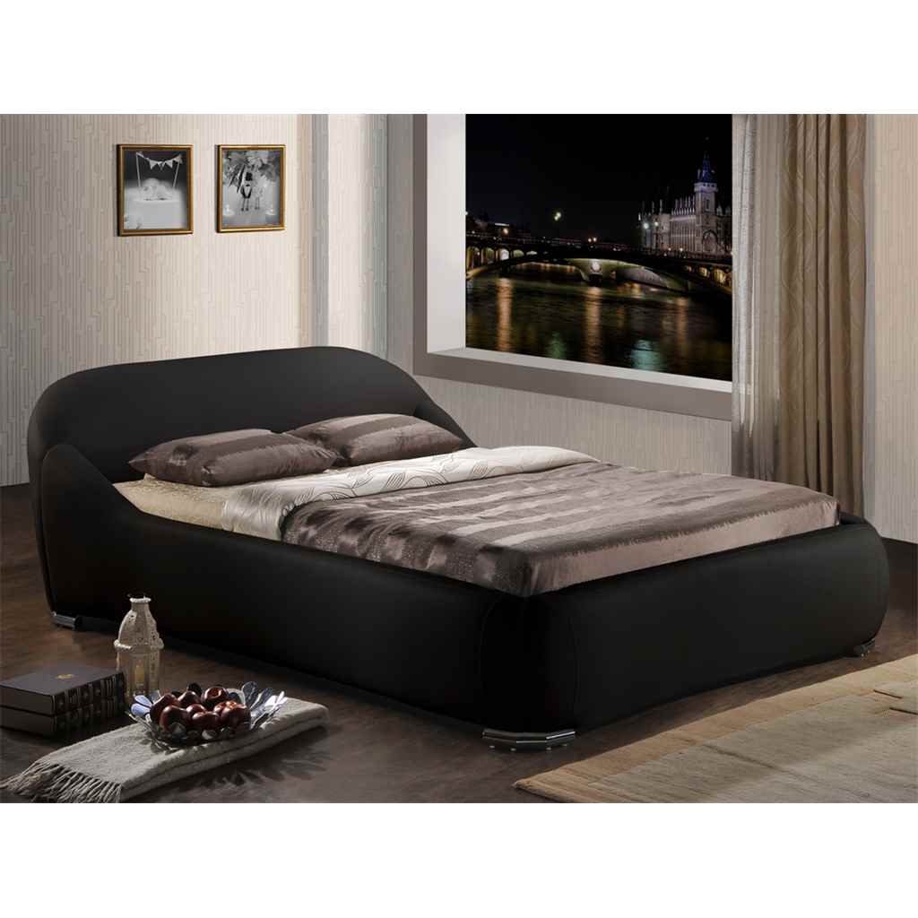 Black Contemporary Sleigh Style Faux Leather Bed Frame King Size Black Contemporary Sleigh Style Faux Leather Bed Frame King Size 5ft Free Next Day Delivery