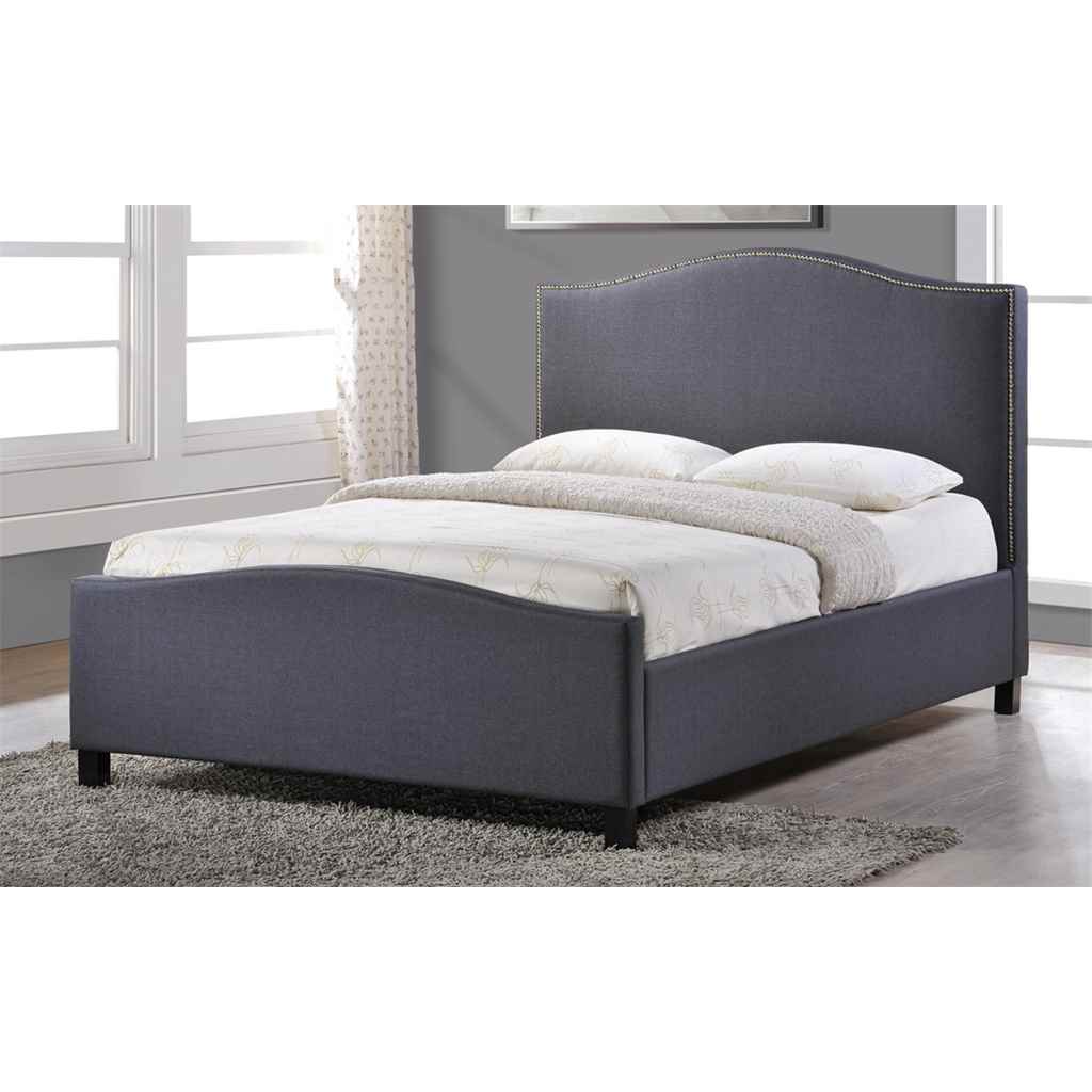 Chrome Studded Grey Fabric Bed Frame - King Size 5ft - Free Next Day