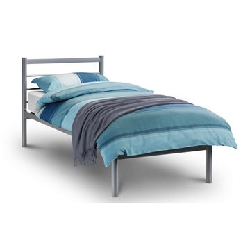 Aluminium Finish Small Metal Bed Frame Single 2ft 6