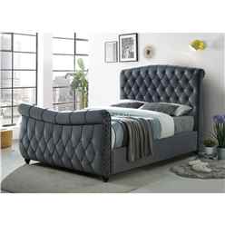 Upholstered Ottoman Velvet Dark Grey Bed - King Size 5ft (164cm)