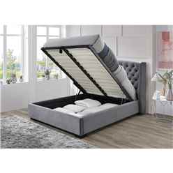 Dark Grey Fabric Ottoman Bed Frame - King Size 5ft (182cm)	