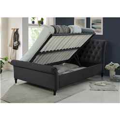 Dark Grey Fabric Ottoman Bed Frame - King Size 5ft (165cm)