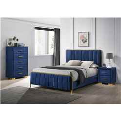 Blue Fabric Bed Frame - Double 4ft 6" (150cm)