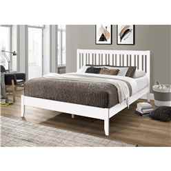 4ft 6" Double Glastonbury White Shaker Style Wood Bed Frame - (143cm)	