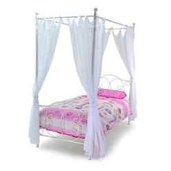 Ballet 4 Poster White Metal Bed Frame Including Drapes - Single 3ft - Free Next UK Delivery*