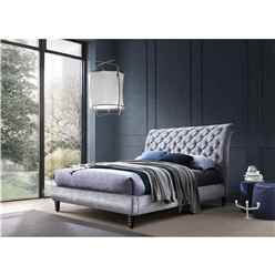 Velvet Fabric Grey Bed Frame - Double 4ft 6"