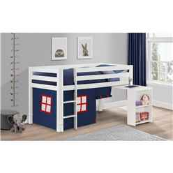 White Childrens Midsleeper With Underbed Play Tent - Single 3ft (90cm)