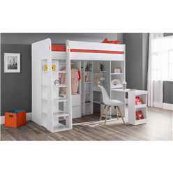 White Highsleeper Ultimate Storage Bed - Single 3ft (90cm)
