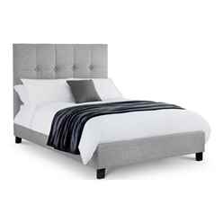 Premium - Grey Diamond Quilted High Headboard Bed - Double 4ft 6" (135cm)