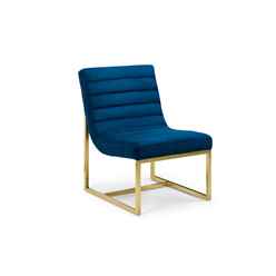 Blue Velvet Chair with Brushed Gold Frame