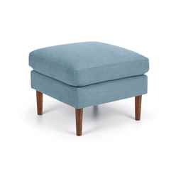 Blue Linen Ottoman