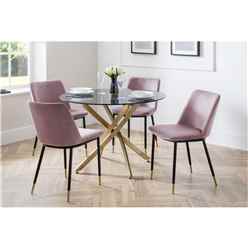 Round Table & 4 Delaunay Pink Chairs