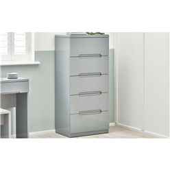 Chic Smoky Grey Narrow Chest - 5 Drawers