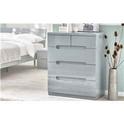 Chic Smoky Grey Chest - 3+2 Drawers
